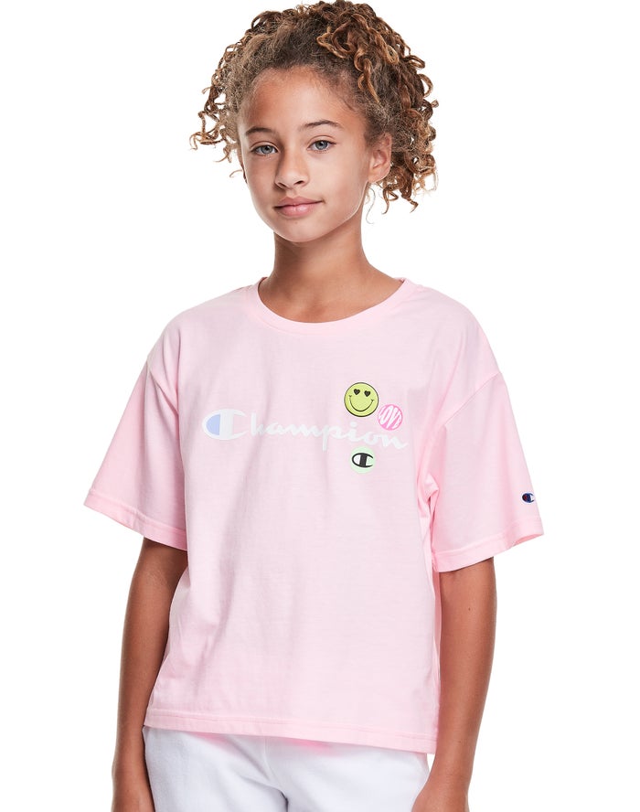 Camiseta Champion Niña - Boxy Smiley Face ( Rosas ) 2503164-UO